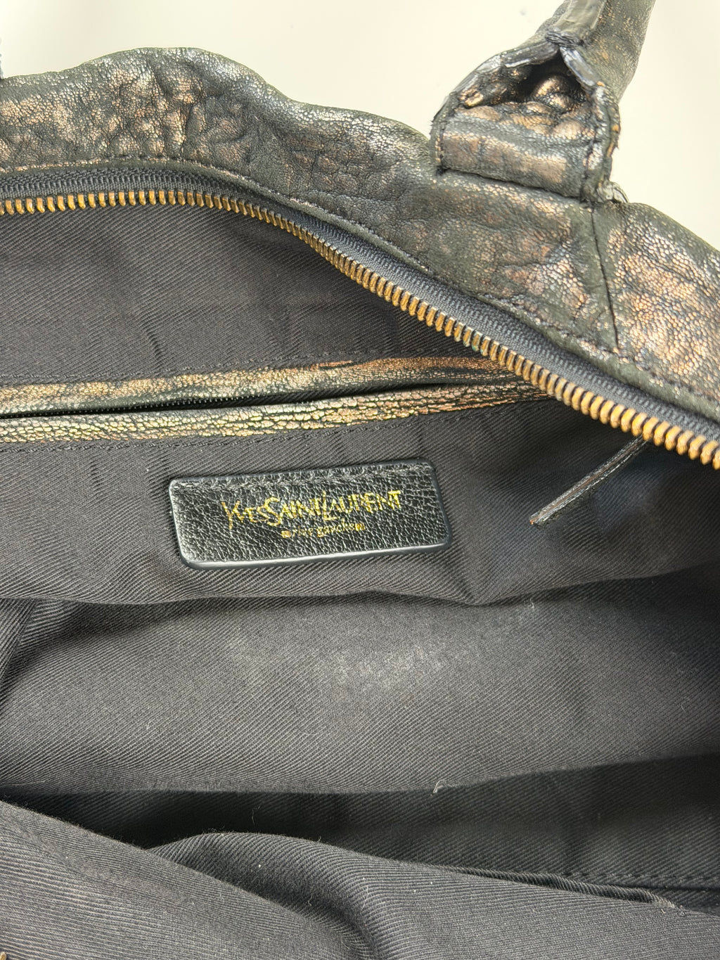 Vintage Yves Saint Laurent Treated Leather Tote Bag