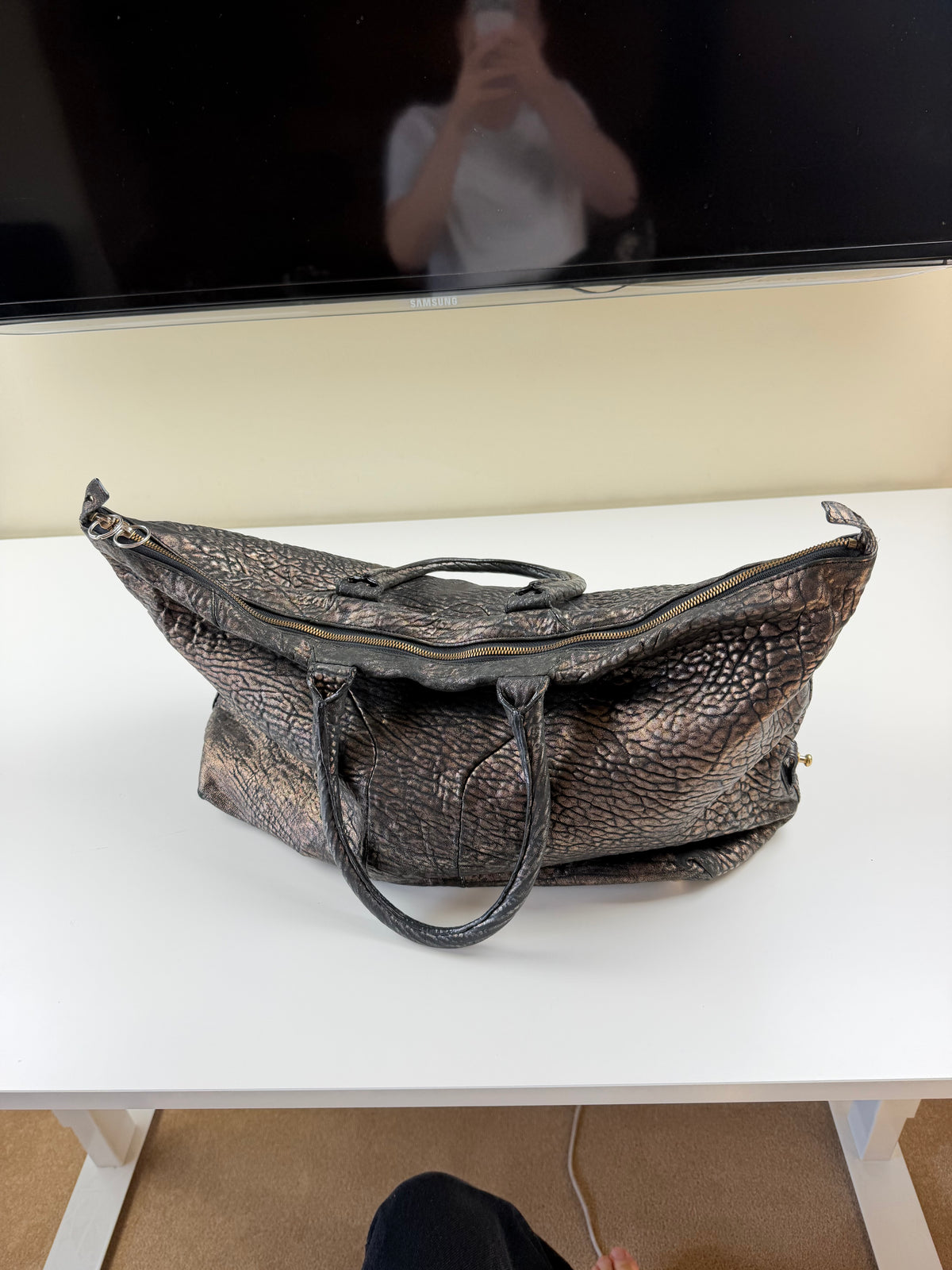 Vintage Yves Saint Laurent Treated Leather Tote Bag